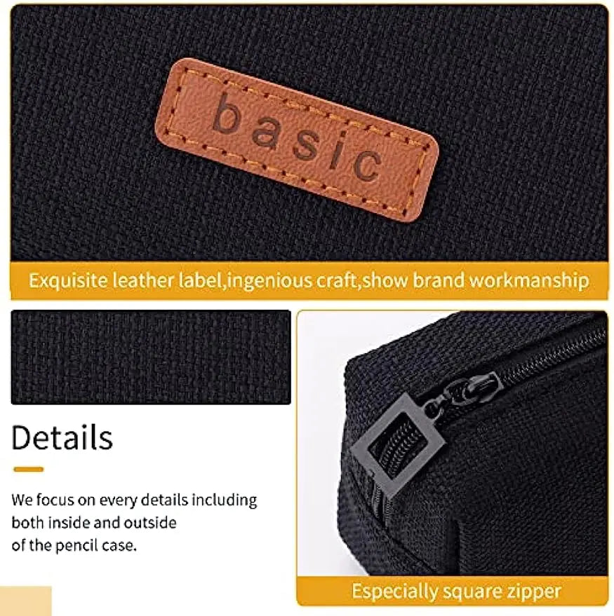 Canvas Pencil Case Student Pouch Coin Cosmetic Bag Office Stationery Organizer for Teen Girl Boy School Supplies