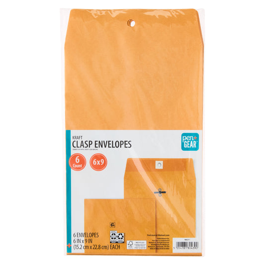 (6 Pack)  Kraft Clasp Envelopes, 6 in X 9 In, 6 Count