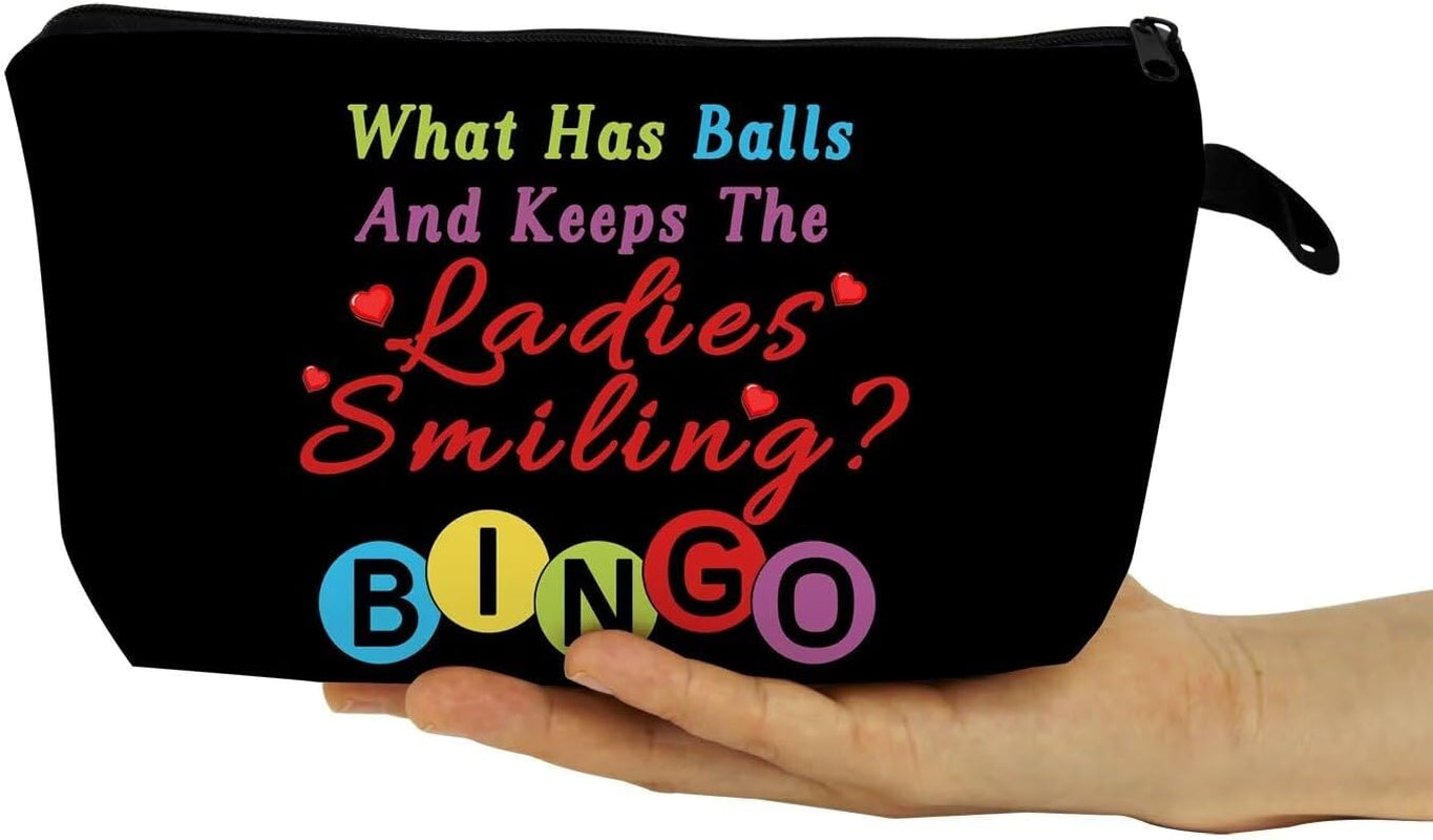 Colorful Bingo Makeup Bag Funny Bingo Slogan Print Toiletry Organizer Pouch with Zipper Colorful Bingo Small Cosmetic Bag Present for Bingo Lovers Women Friends