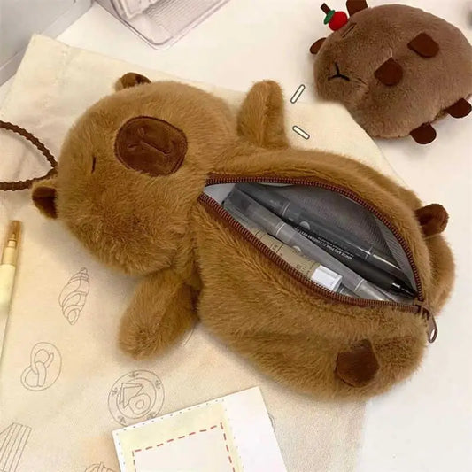 Cute Stationery Pencilcase Capybara Pen Case Soft School Supplies Plush Pencil Case Cute Student Stationery Storage Bag