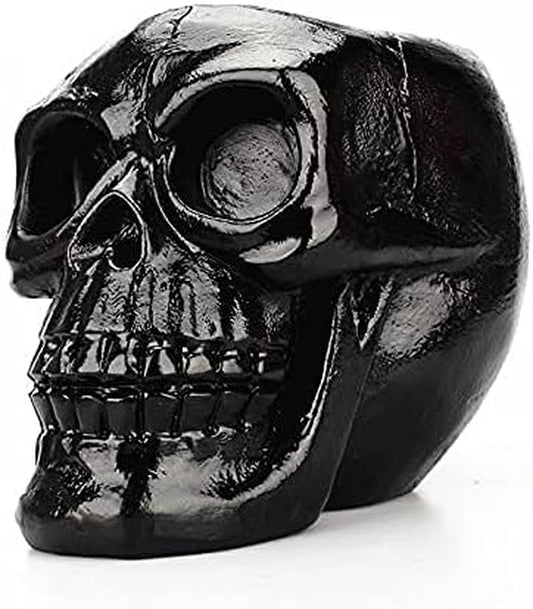 Skull Resin Storage Box Tube Creative All Hallows' Day Skull Head Figurine Skeleton Statue Jewellery Pot Container Pen Holder Black