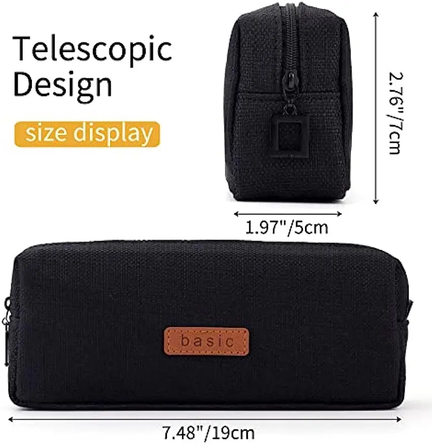 Canvas Pencil Case Student Pouch Coin Cosmetic Bag Office Stationery Organizer for Teen Girl Boy School Supplies