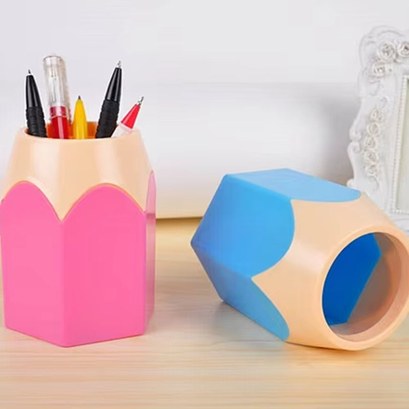 Pen Vase Pencil Pot Makeup Brush Holder Stationery Desk Tidy Container Plastic round Desk Organizer Pen Holder Pencil Stub