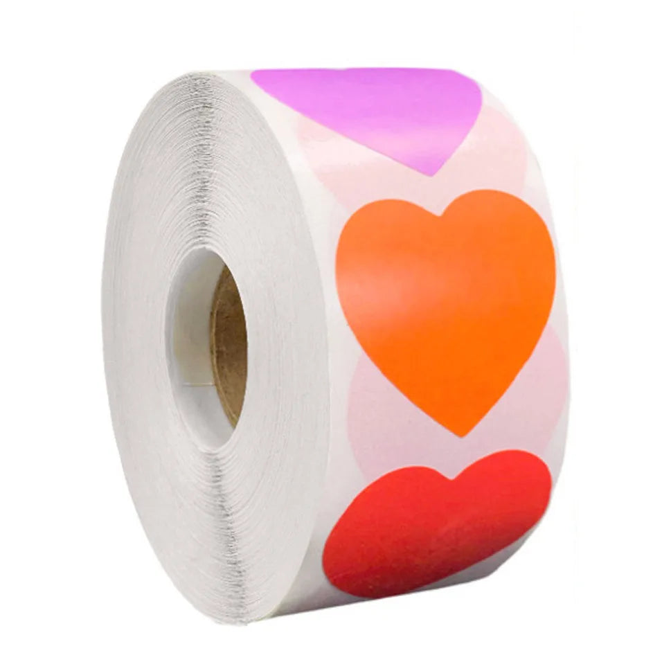 50-500Pcs Heart Shaped Label Sticker Scrapbooking Gift Packaging Seal Birthday Party Wedding Supply Stationery Sticker 1Inch