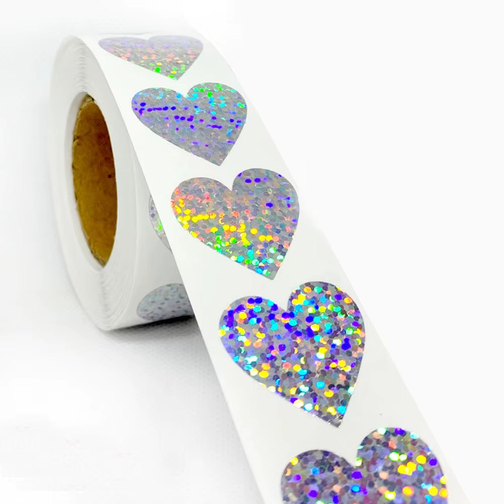 50-500Pcs Heart Shaped Label Sticker Scrapbooking Gift Packaging Seal Birthday Party Wedding Supply Stationery Sticker 1Inch