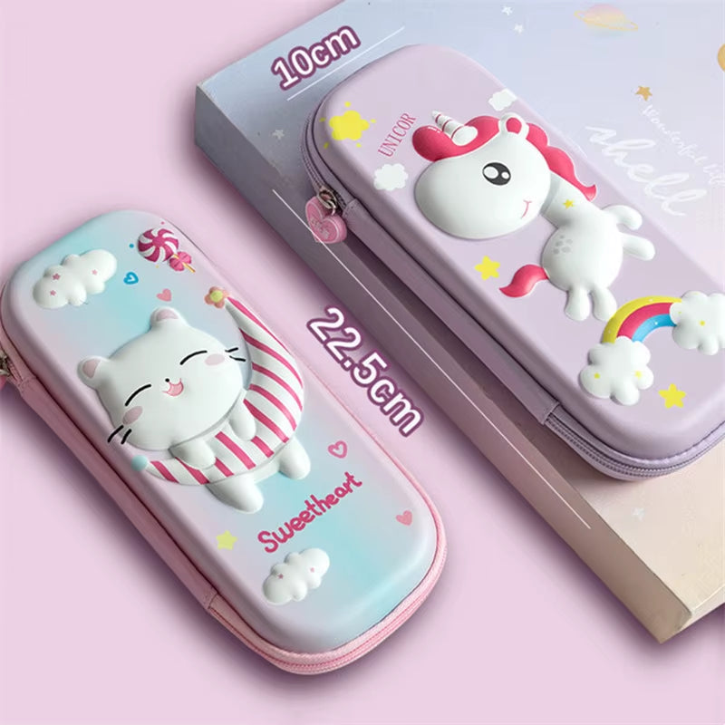 3D Pencil Case Cute Stationery Box EVA Pencil Box Cartoon Animal Pen Case Girls Pencil Case Children School Supplies Storage Box