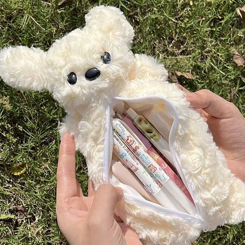 Cartoon Soft Pencil Pouch Pen Bag Makeup Pouch Plush Sea Otter Pencil Case Portable Pen Marker Holder School Supplies