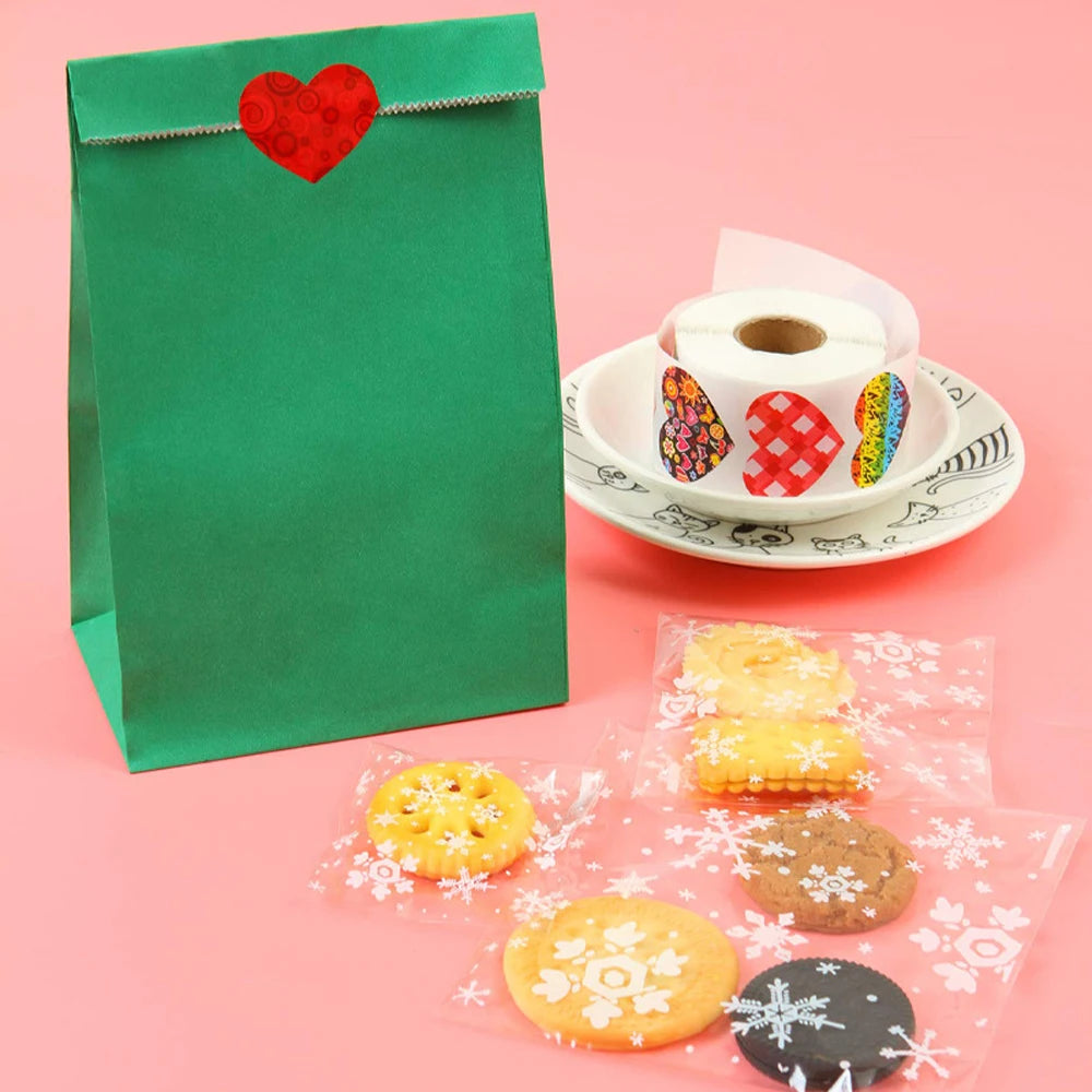 50-500Pcs Heart Shaped Label Sticker Scrapbooking Gift Packaging Seal Birthday Party Wedding Supply Stationery Sticker 1Inch