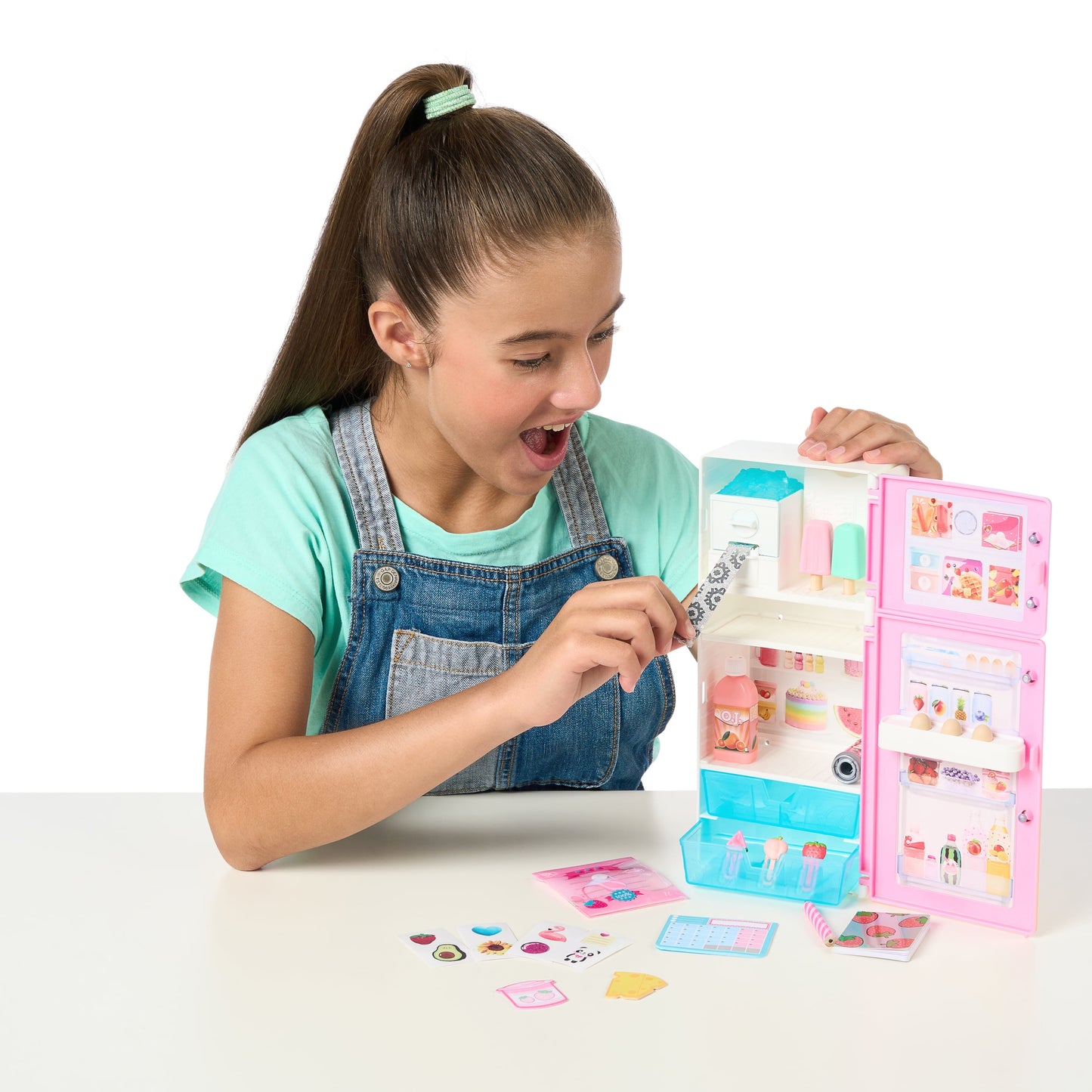 Desktop Caddies, Mini Pink Fridge with 20+ Real Working Stationery, Ages 6+