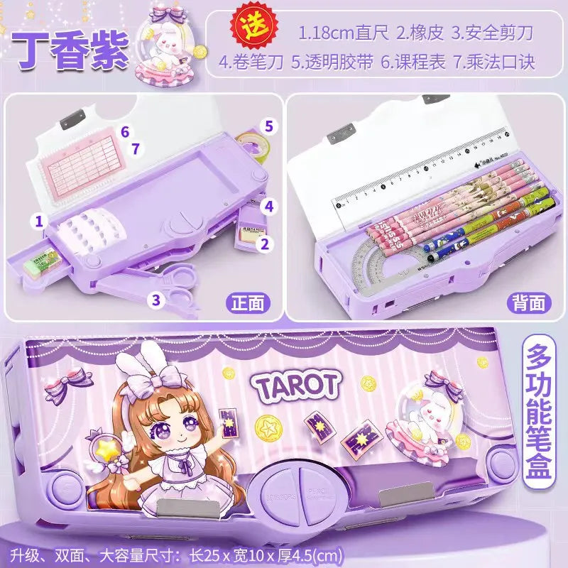 Plastic Stationery Organizer Box Unicorn Bear Astronaut Stationery Pencil Case School Gifts for Kids Teens Supplies