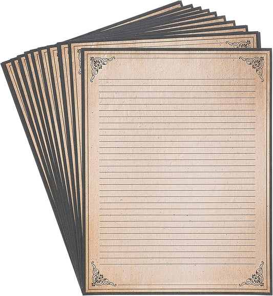 96 Sheets Letter-Size Vintage Lined Writing Paper, 8.5X11 Inch Antique Border &