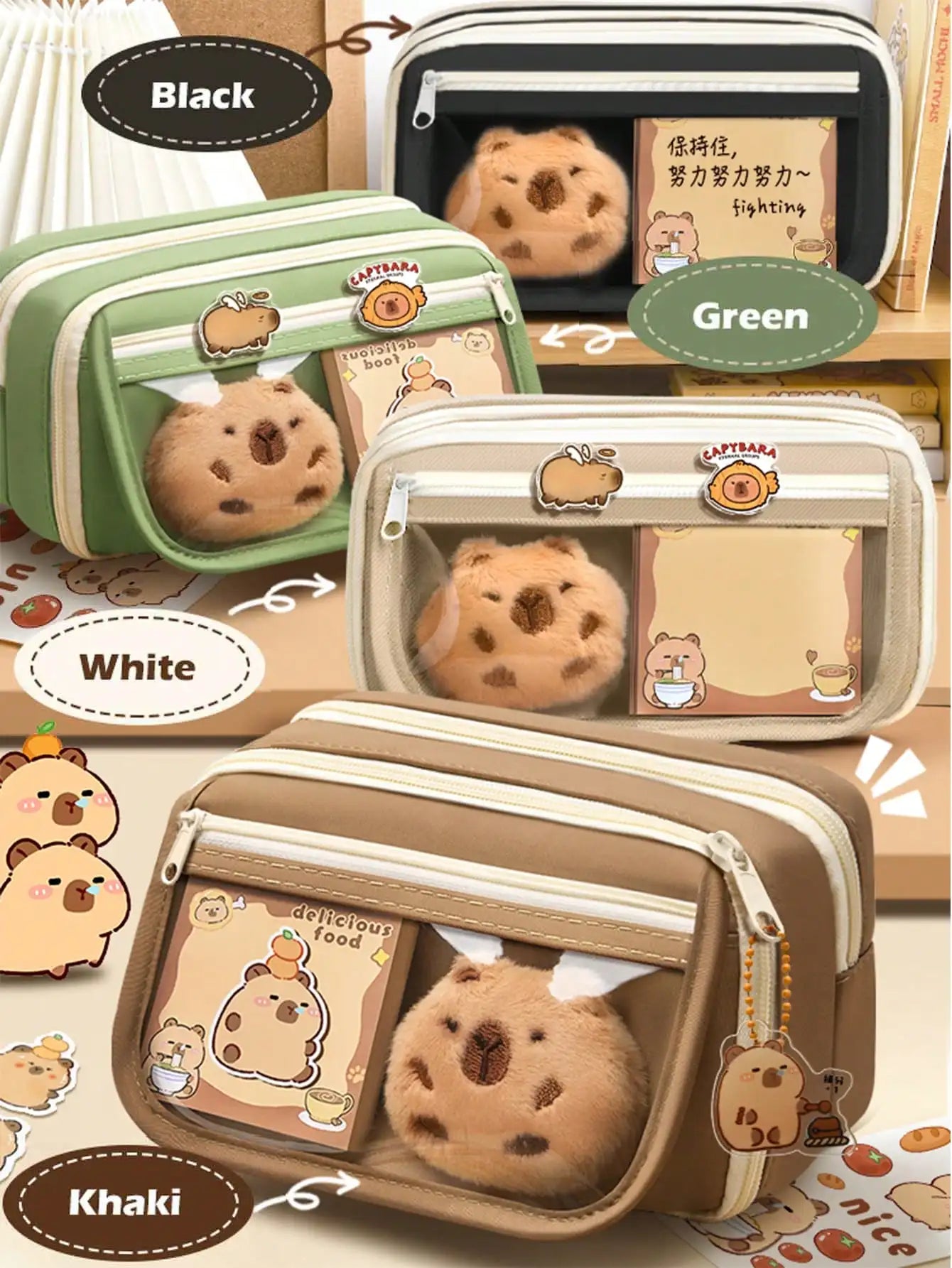 1Pc Large Capacity Pencil Case Flip Cover Stationery Pencil Bag Simple Stationery Storage Bag School Office Supplies Stationery