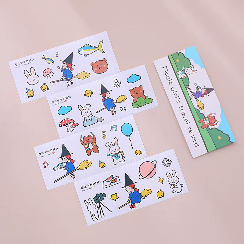 Stickers 4 Sheets/Set Cute Diary DIY Planner Kawaii Sticky Scrapbooking for Girls Decorative Back to School Stationery Supplies