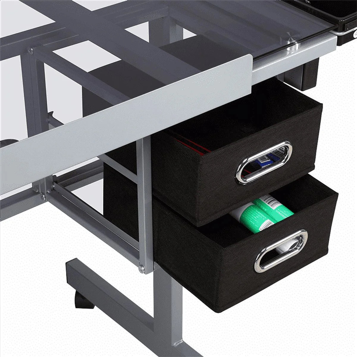 Adjustable Desktop Craft Table with Drawers, Black