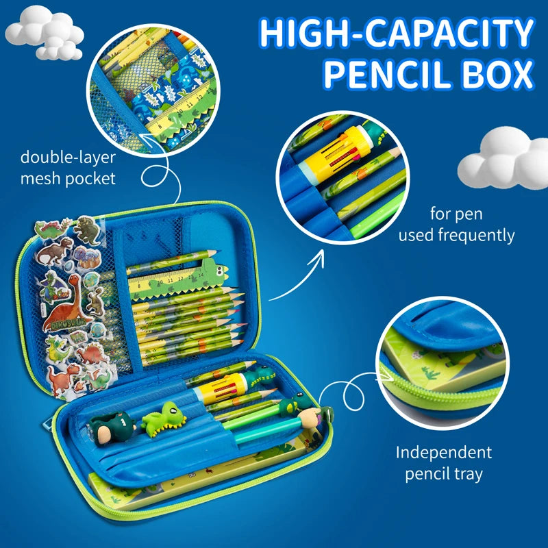 Cool Dinosaur Pencil Case Stationery Set Unicorn 3D EVA Pencil Box Organizer School Supplies for Kids Boys Back to School Gift