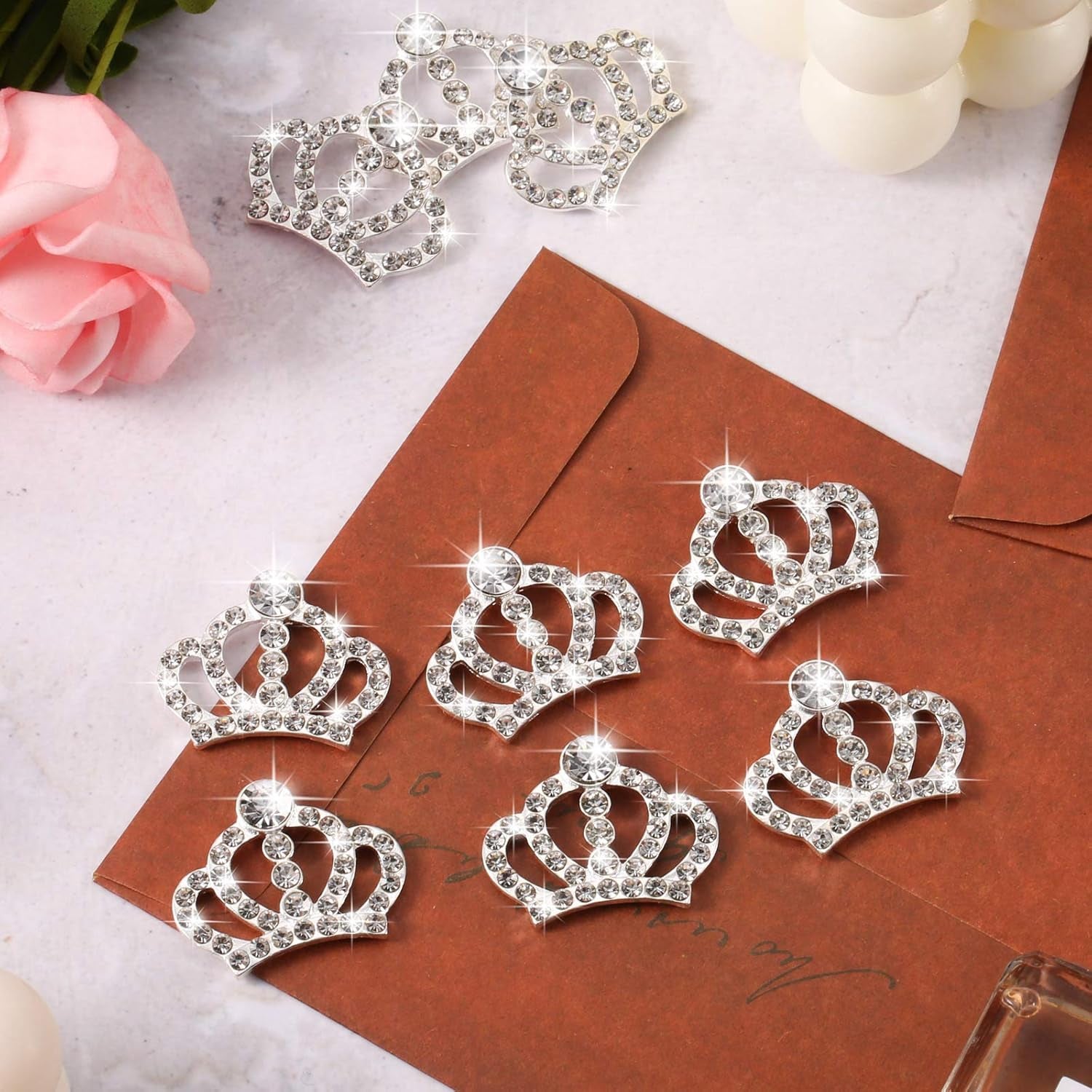 Crystal Rhinestone Crown Embellishments Rhinestone Embellishments Flatback Crystal Accessory for DIY Crafts Jewelry Making Phone Back Shell Wedding Decoration and Present Decoration(12 Pieces)