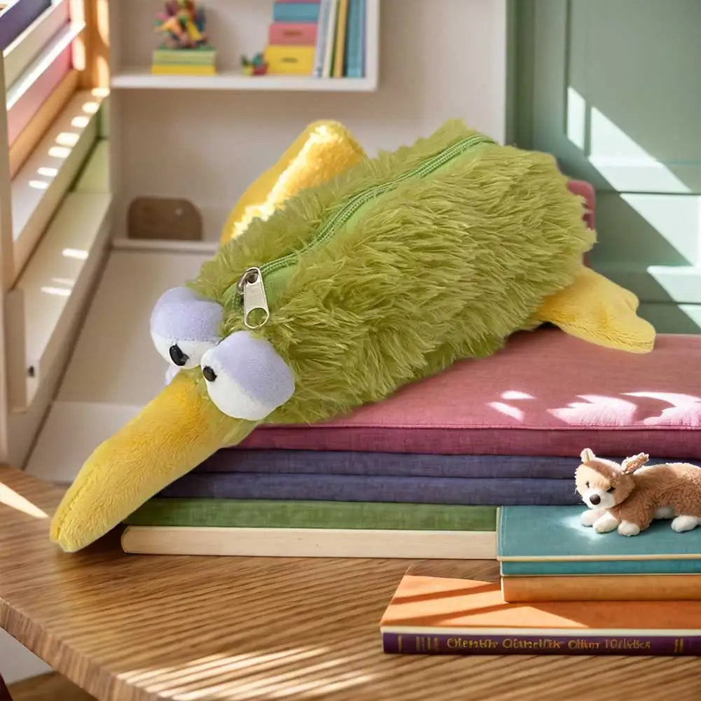 Kiwi Bird Pencil Case Bird Shaped Pencil Case Holds 20 Pens Pen Storage Bag Large Capacity Animal Pencilbag School Supplies