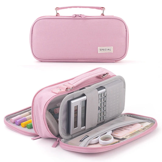 Pencil Bag Multifunctional Pencil Pouch with Handle Travel Simple Stationery Bag with Compartment Art Tool & Sketch Storage Box