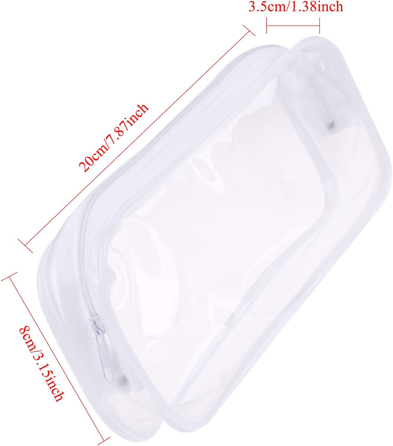 8 Pieces Clear Pencil Case PVC Makeup Pouch Zippered Pencil Case Toiletry Carry Pouch Big Capacity Bags Portable Pencil Bags for Women,Students,Men,Kids Gifts(White)