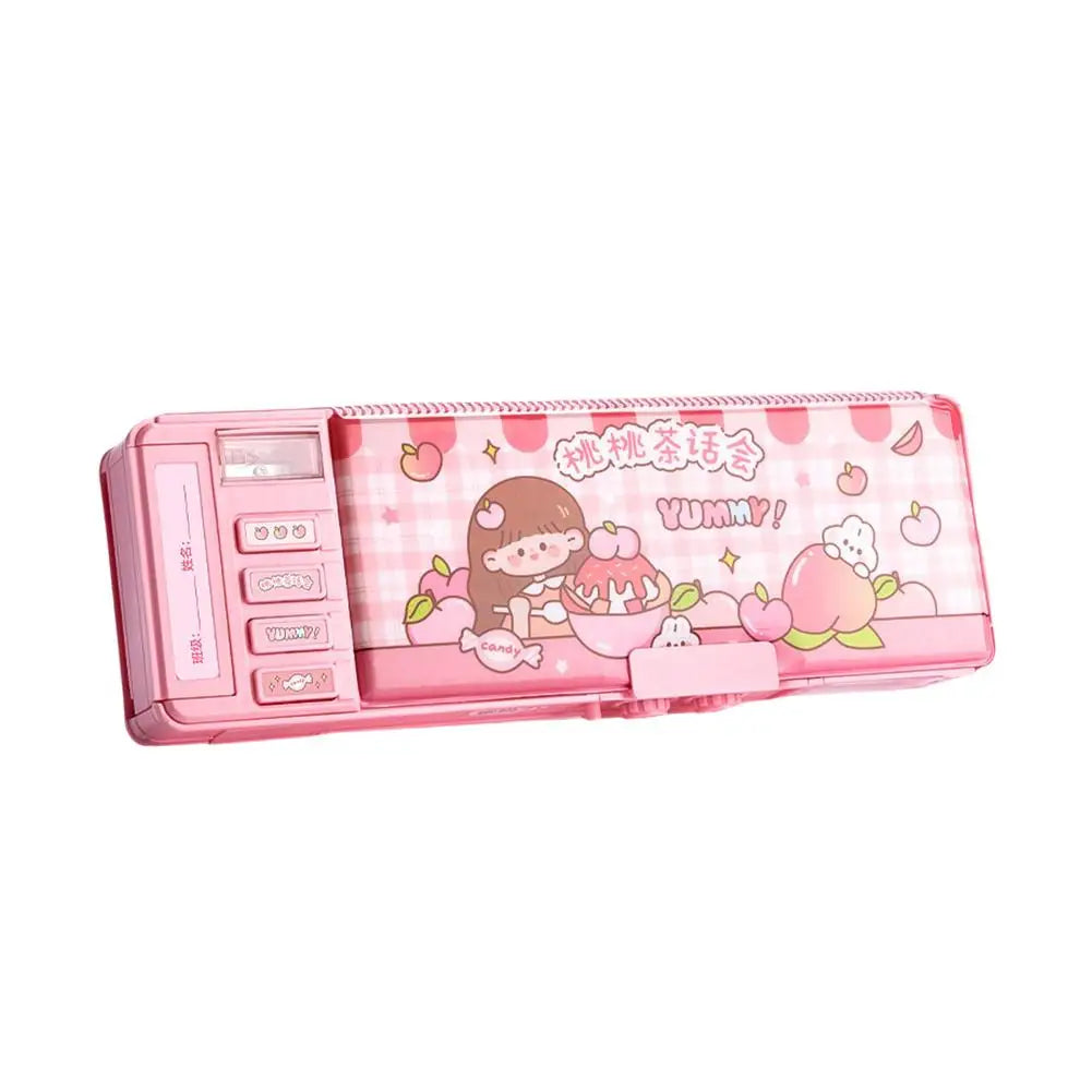 Student Multifunctional Double-Layer Stationery Box Case Pencil Student School Accessories Stationery Double-Layer Computer B7X9