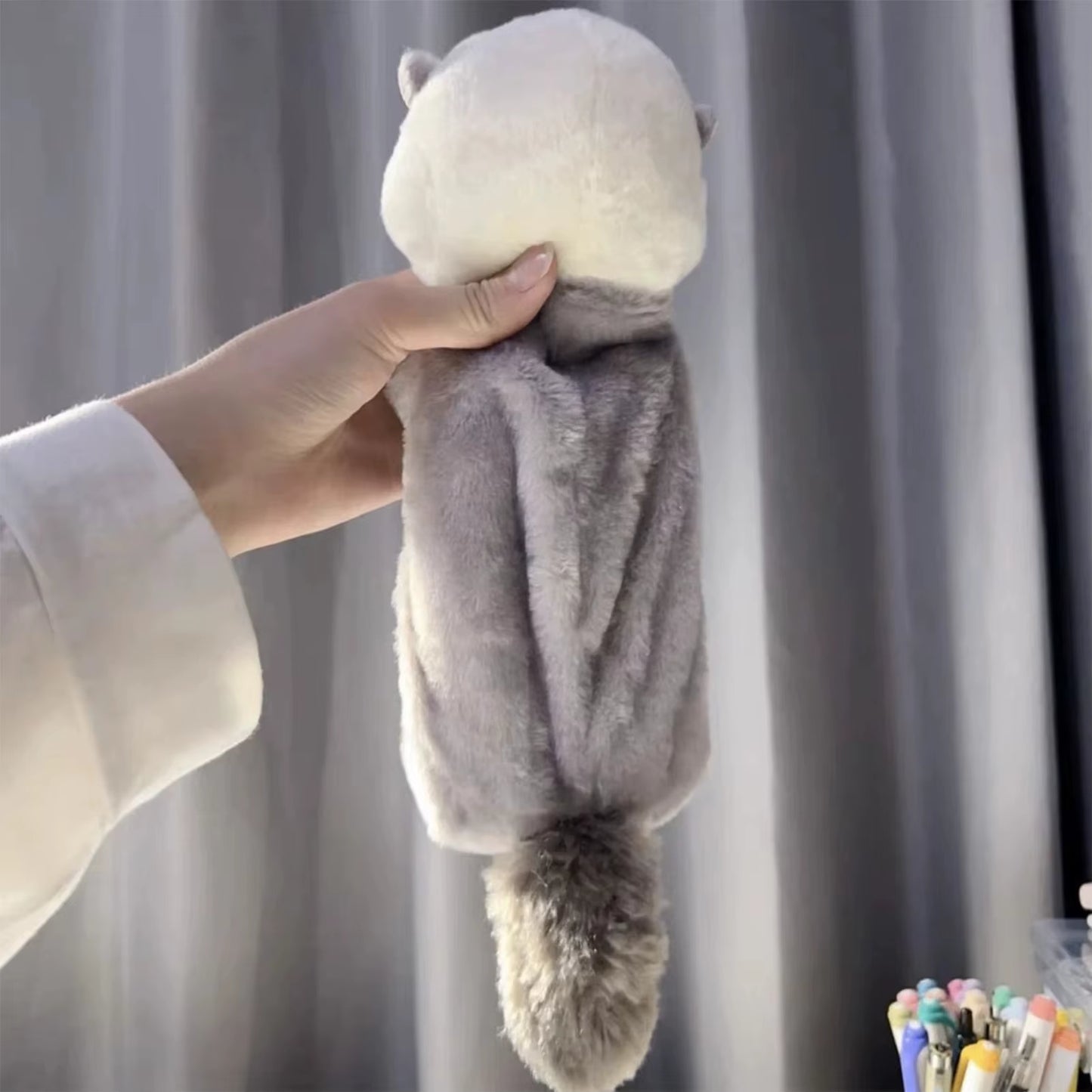1 Pcs Creative Sea Otter Plush Pencil Case Ins High-Attractive Pen Holder Cute Pencil Pouch Bag School Supplies Stationery