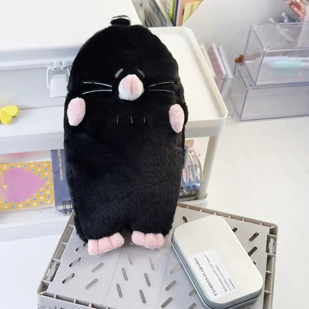 3D Mole Pencil Case Plush Cute Stationery Storage Bag Large Capacity Dirty Resistant Stationery Case Middle School Student