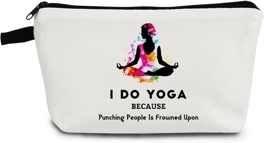 Yoga Gifts I Do Yoga Makeup Bag Travel Toiletry Organizer Zipper Pouch Birthday Christmas Gift Cosmetic Bag for Women Yoga Lovers Yoga Teachers Friends Sisters