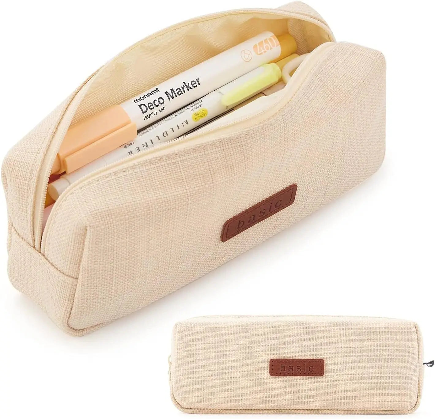 Canvas Pencil Case Student Pouch Coin Cosmetic Bag Office Stationery Organizer for Teen Girl Boy School Supplies