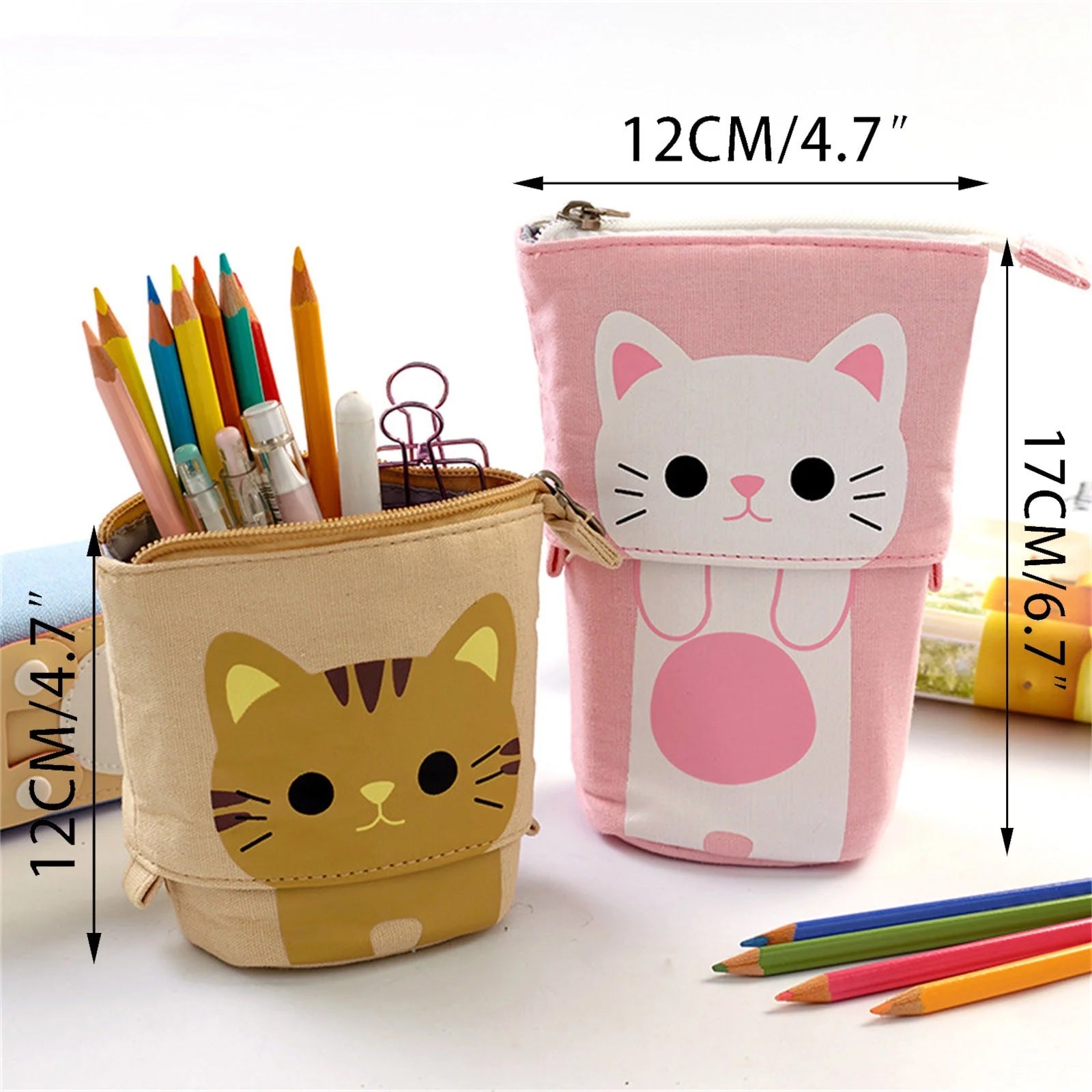 Cute Pencil Case Telescopic Holder Pencil Bag , Retractable Pen Pouch Supplies Dorm Room Essentials for College (Multicolour)