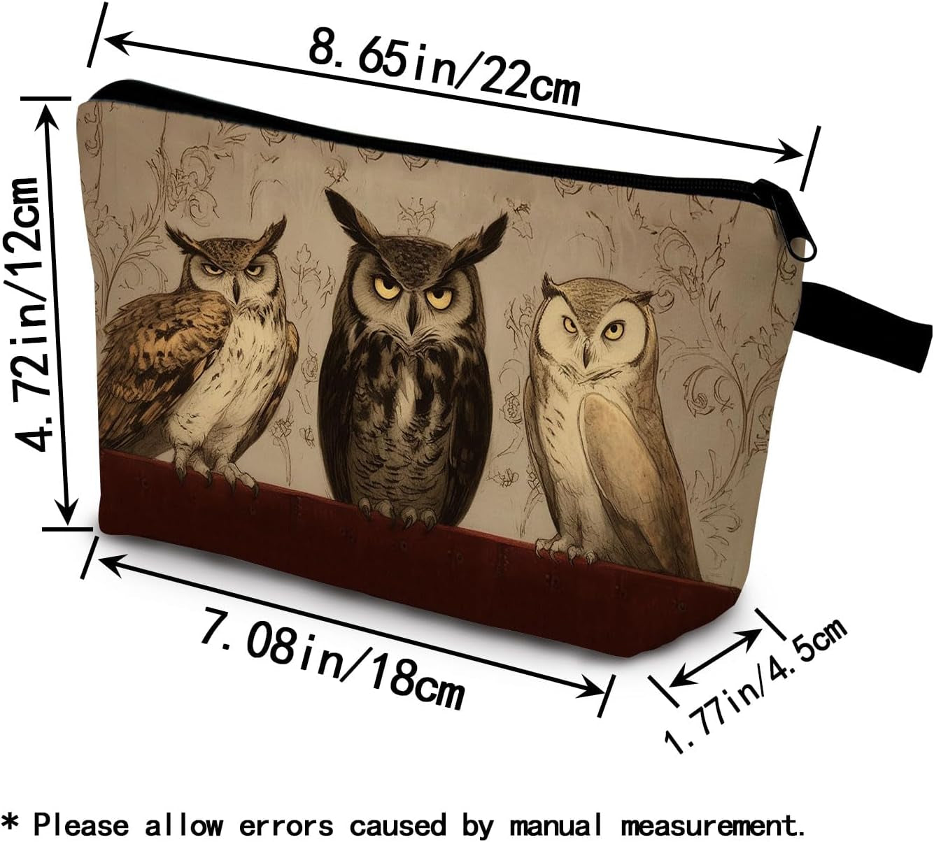 Owl Gift Owls Makeup Bag Cute Small Organizer Bag with Zipper Owl Print Cosmetic Bag Birthday Gifts for Owl Lovers Women Sisters Friends