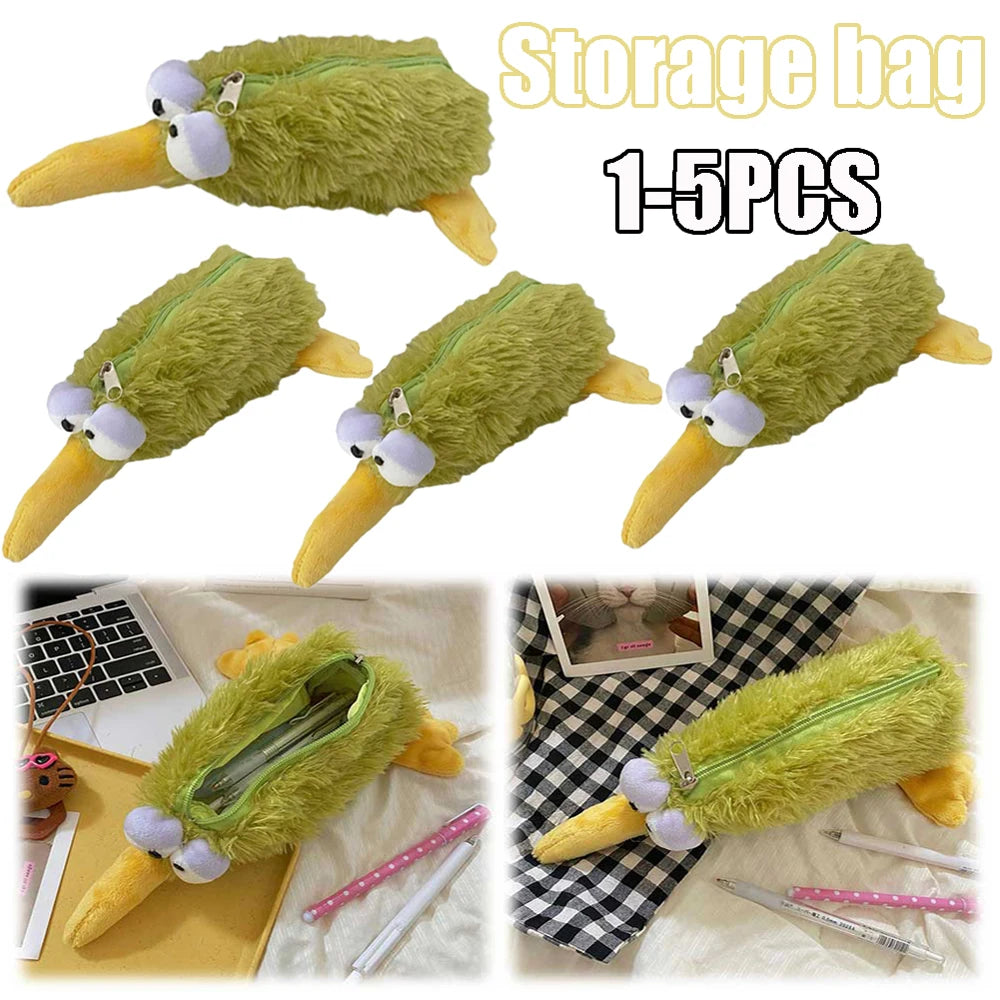 Kiwi Bird Pencil Case Bird Shaped Pencil Case Holds 20 Pens Pen Storage Bag Large Capacity Animal Pencilbag School Supplies