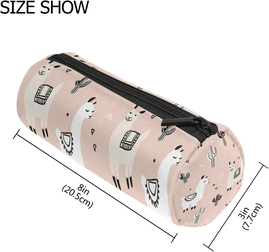 Pencil Bag Cute Cactus Alpaca Llama, Pencil Case Pen Zipper Bag Pouch Holder Makeup Brush Bag for School Work Office