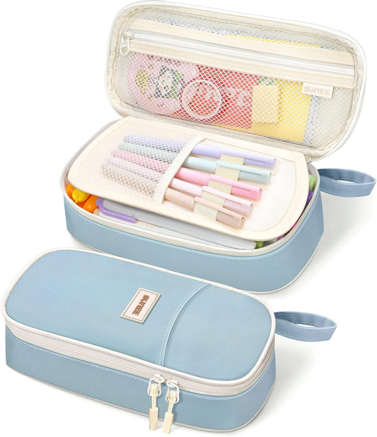 SUNEE Cute Pencil Case, Aesthetic Pen Pouch, Colored Large Pencil Bag with Zippe