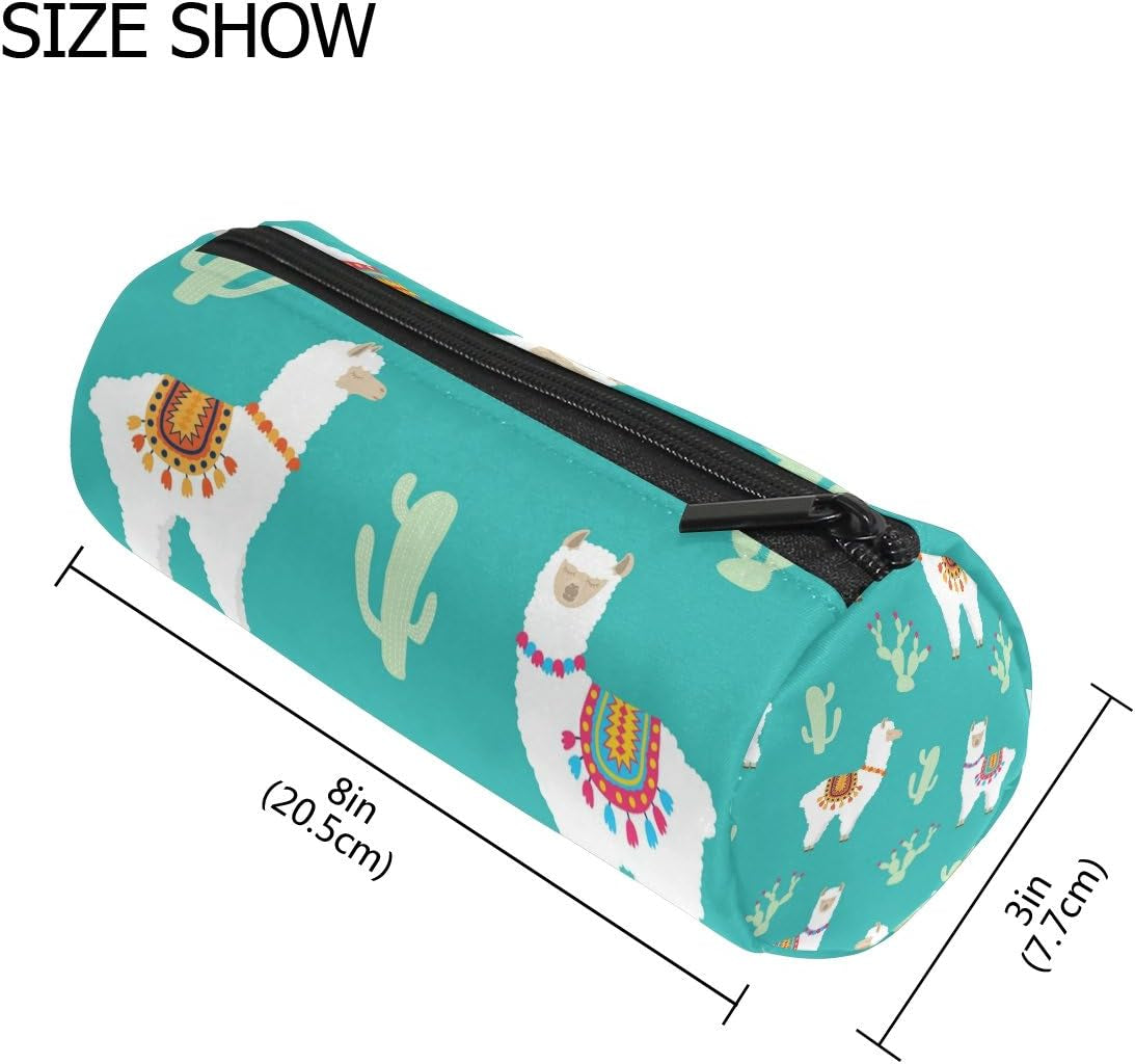 Pencil Bag Cute Cactus Llama Alpaca, Pencil Case Pen Zipper Bag Pouch Holder Makeup Brush Bag for School Work Office