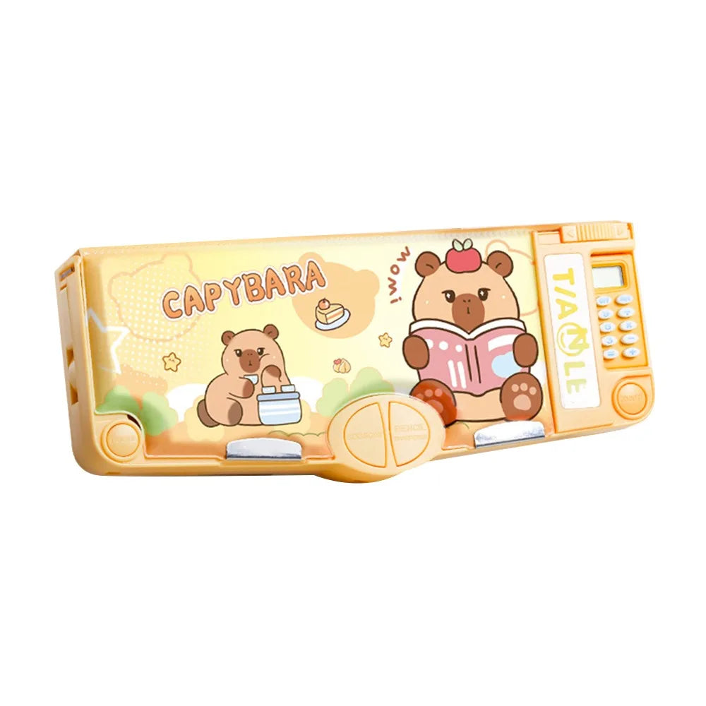 Multifunctional Capibara Pencil Case Large Capacity Password Lock Stationery Box Double Layer High-Tech Pen Box NO Stationery