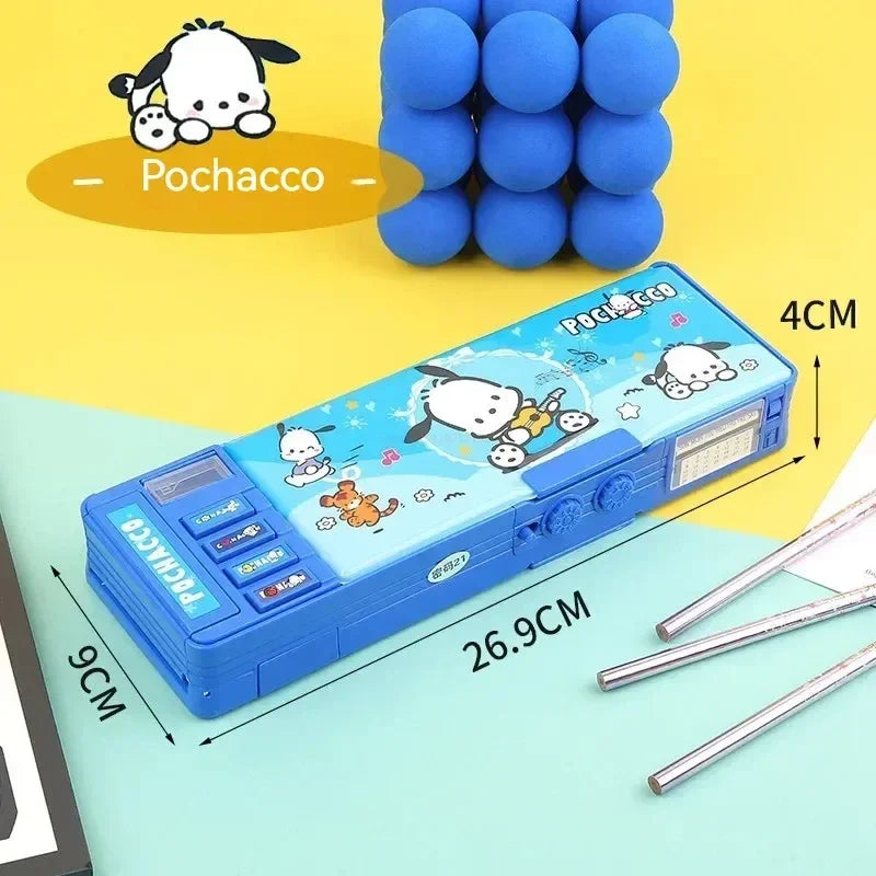 New  Stationery Box Kuromi Melody Stationery Box Password Lock Multi Functional Large Capacity Pencil Box Children'S Gift