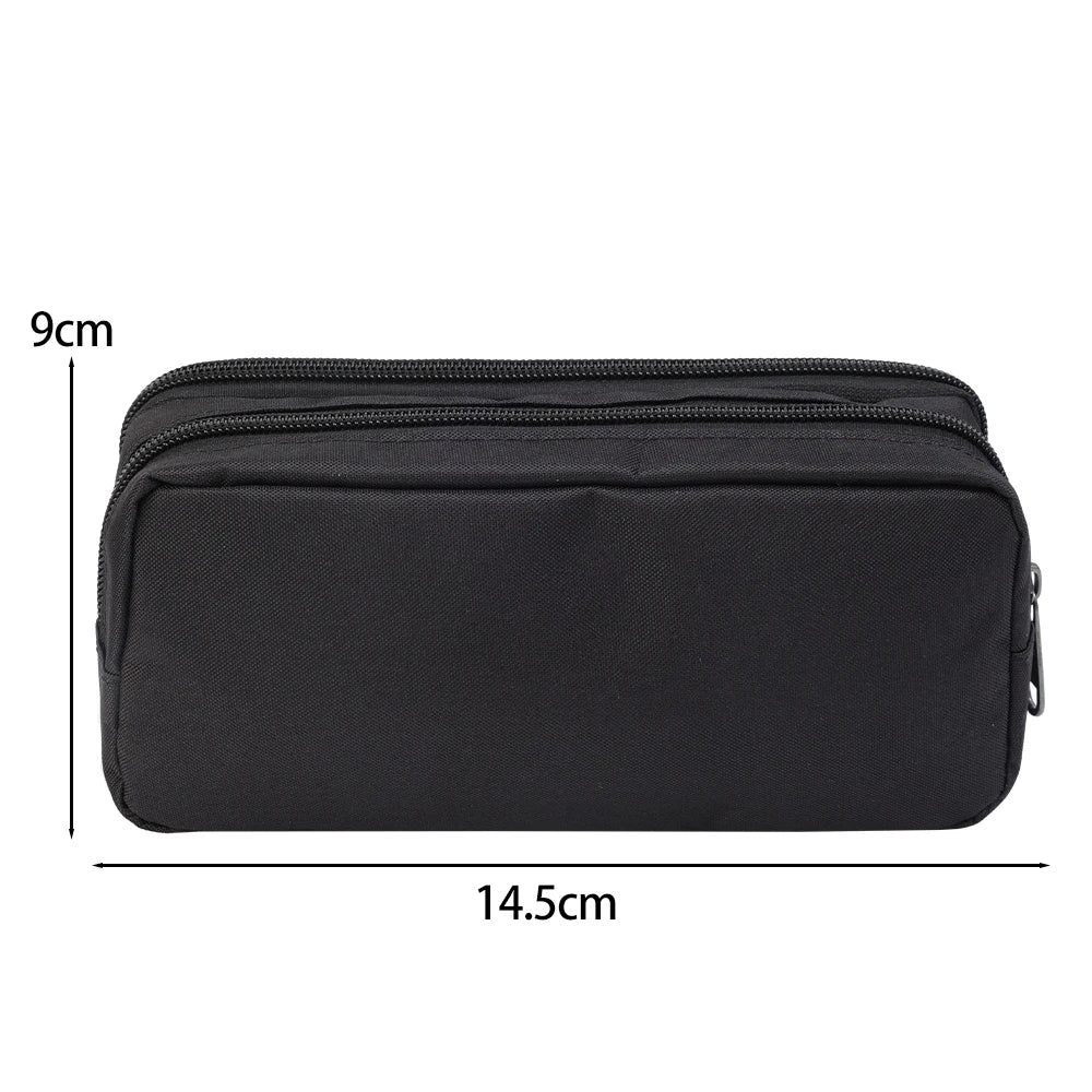 Large Capacity Black Simple Pencil Case Marker Pen Refillls Eraser Stationery Storage Pouch Bag School Office Organizer