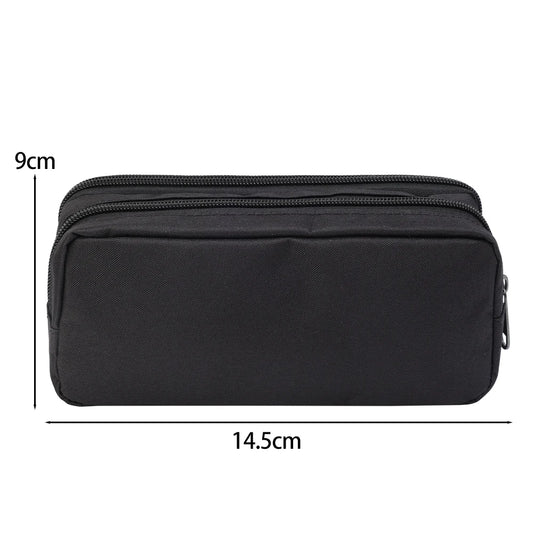 Large Capacity Black Simple Pencil Case Marker Pen Refillls Eraser Stationery Storage Pouch Bag School Office Organizer