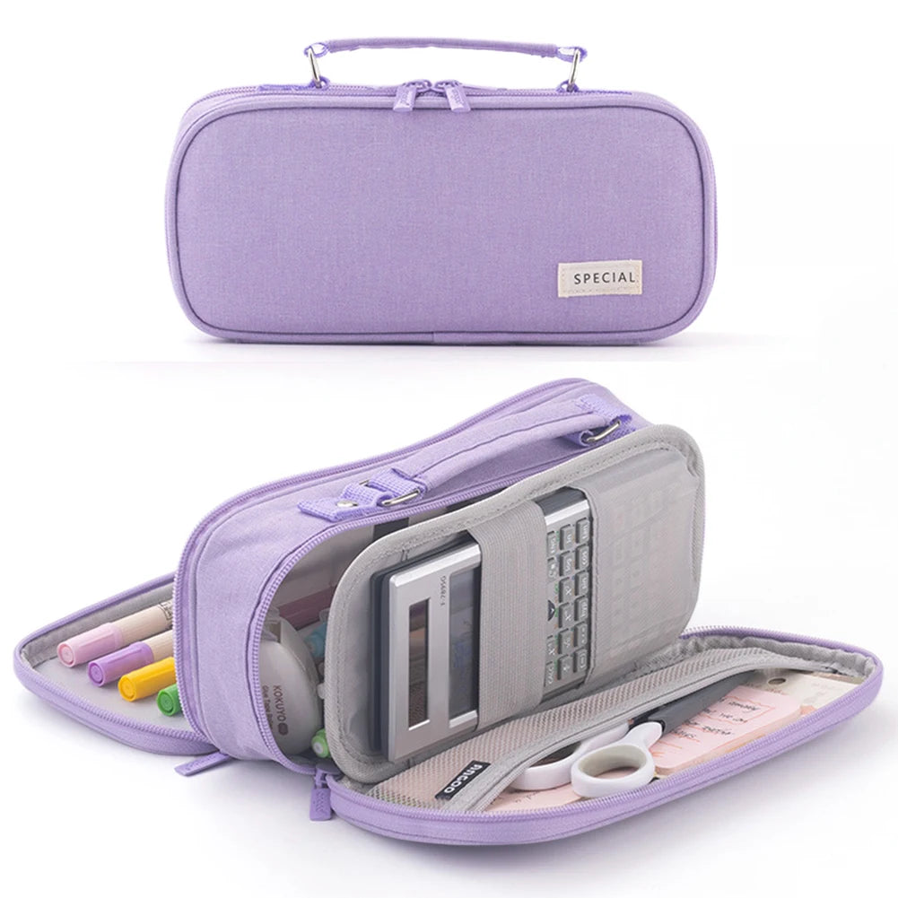 Pencil Bag Multifunctional Pencil Pouch with Handle Travel Simple Stationery Bag with Compartment Art Tool & Sketch Storage Box