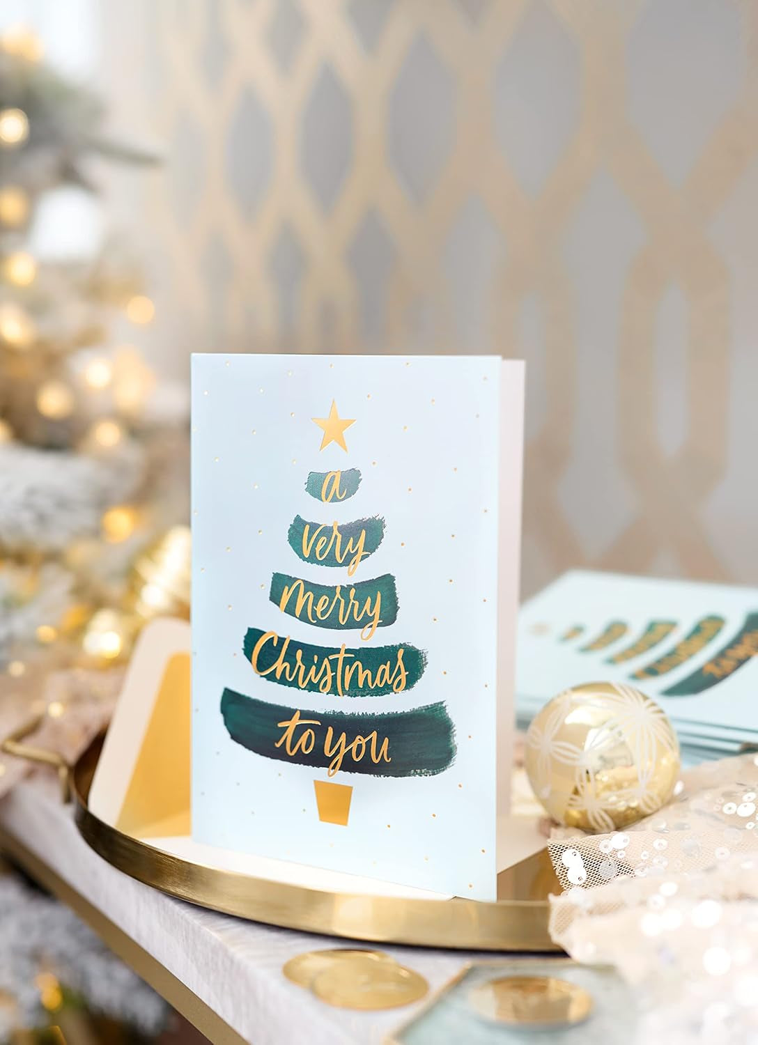 Boxed Christmas Cards with Envelopes, Joyful Holiday, Christmas Tree (14-Count)