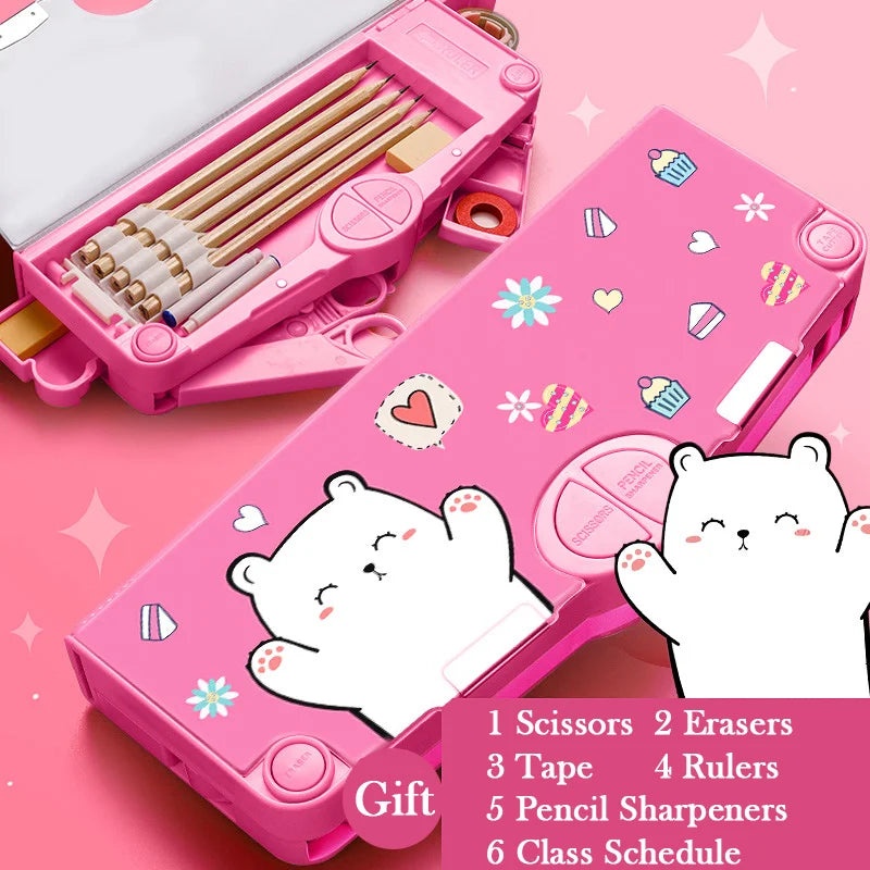 Kawaii Pencil Cases Multifunction Cute Pen Box Back to School Office Supplies for Girl Japanese Korean Storage Bag Stationery