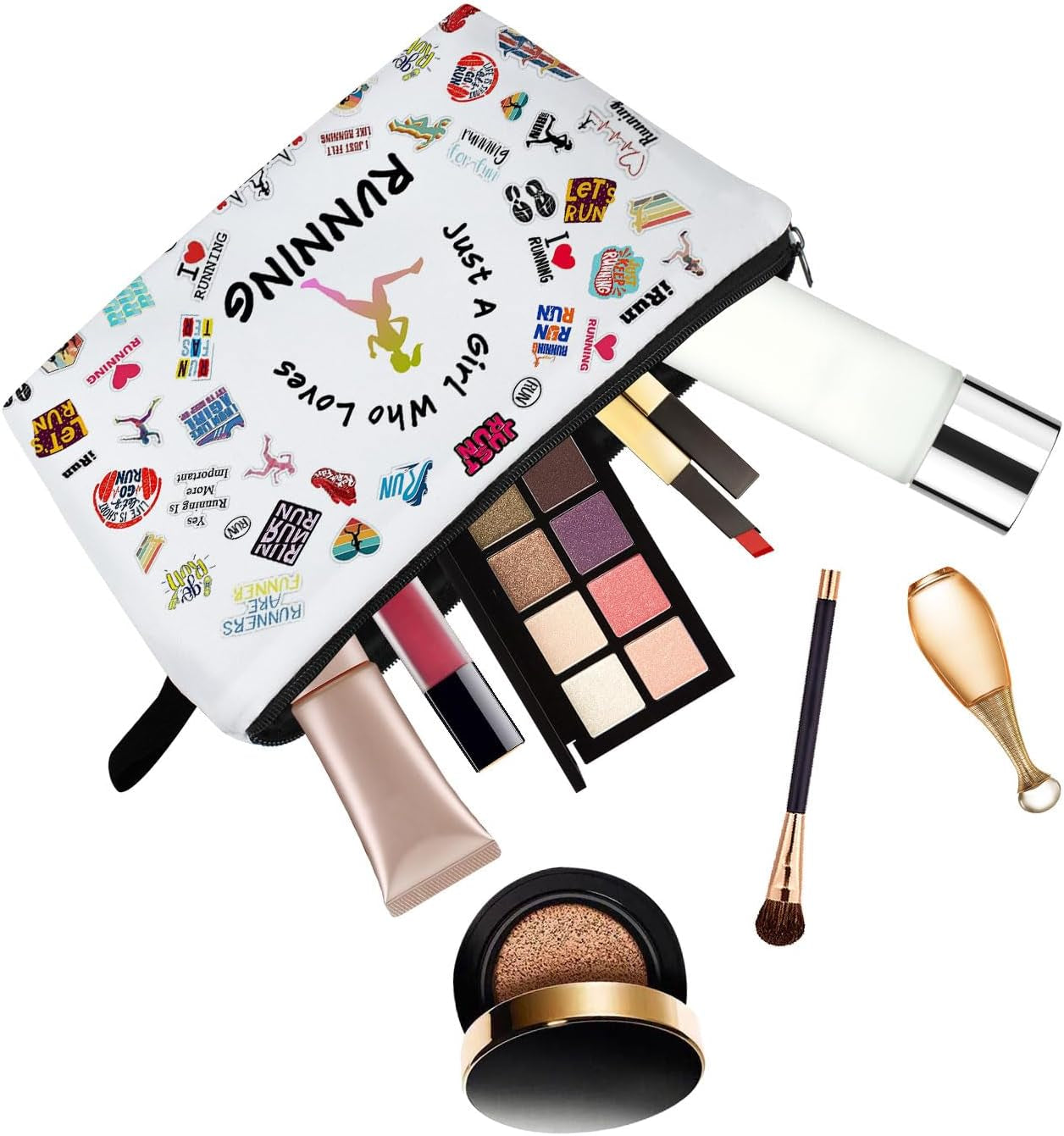 Running Makeup Bag Running Gifts Just Love Running Organizer Bag Travel Toiletry Pouch with Zipper Marathon Gifts Cosmetic Bag for Women Runners Running Lovers Fans