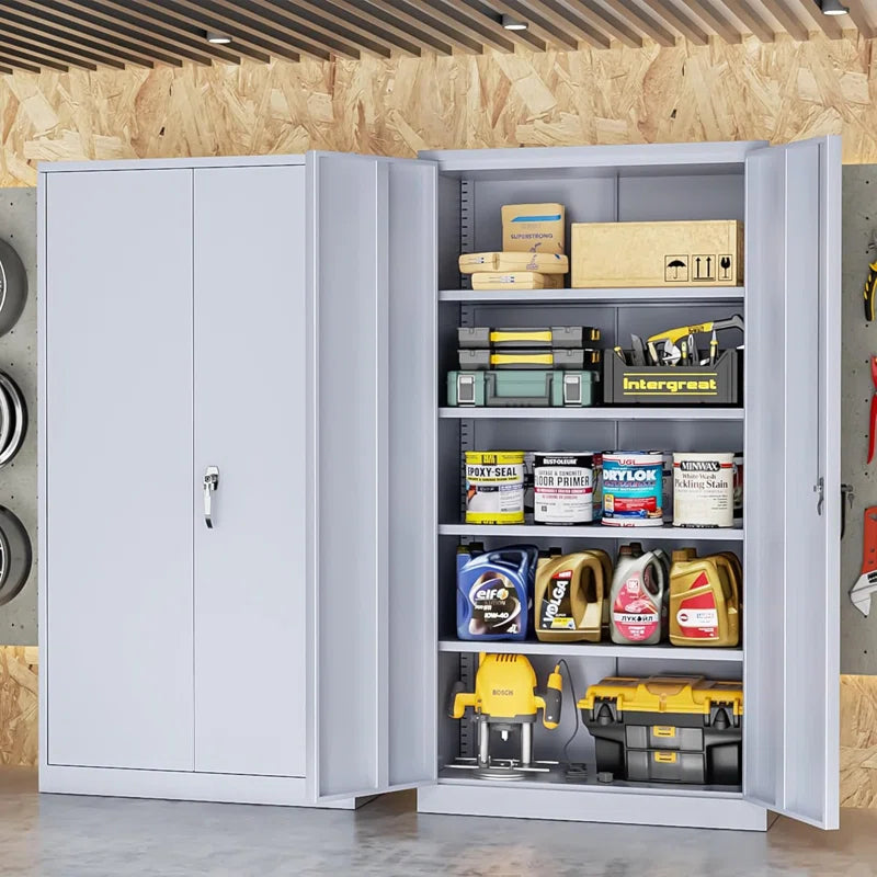 Metal Garage Storage Cabinets with 4 Adjustable Shelves and Lockable Doors ( 72'' H X 36'' W X 18'' D)