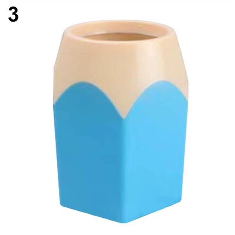Pen Vase Pencil Pot Makeup Brush Holder Stationery Desk Tidy Container Plastic round Desk Organizer Pen Holder Pencil Stub