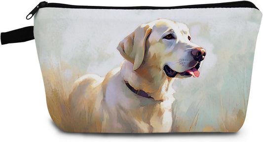 Golden Labrador Present Watercolor Goldador Dog Makeup Bag Accessories Cute Small Organizer Bag with Zipper Goldador Cosmetic Bag Birthday Presents for Dog Lovers Dog Mom Women Friends