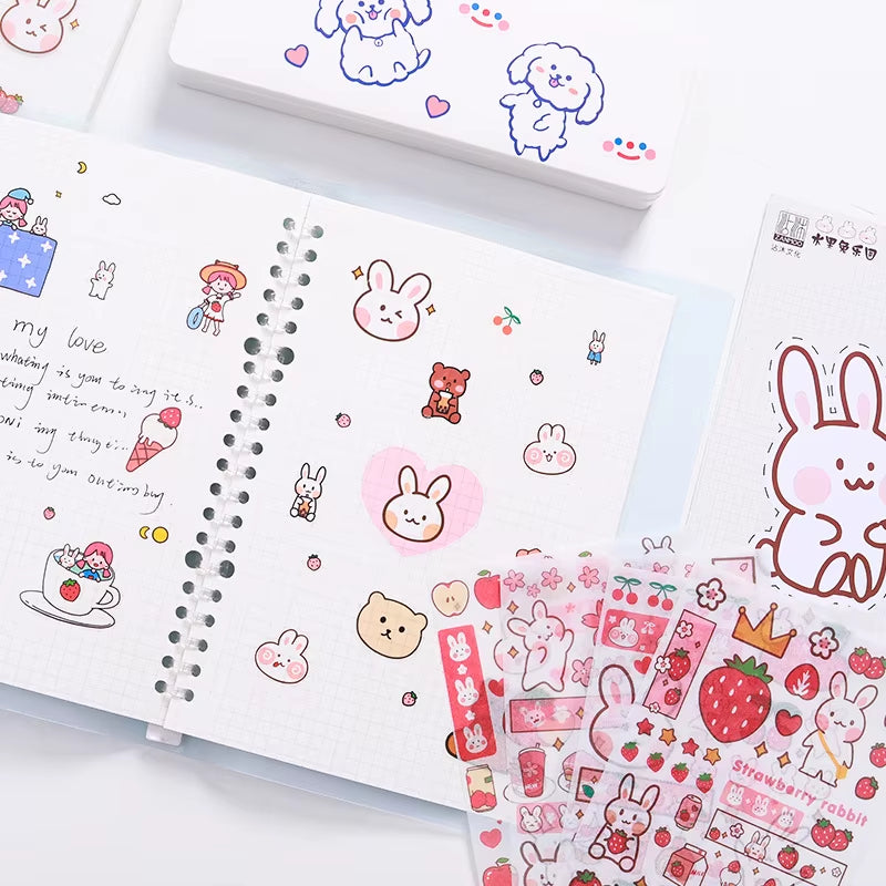 Stickers 4 Sheets/Set Cute Diary DIY Planner Kawaii Sticky Scrapbooking for Girls Decorative Back to School Stationery Supplies