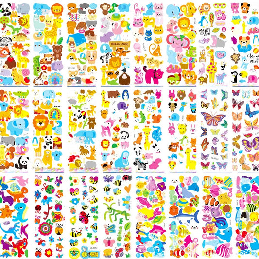Puffy Stickers for Kids Toddlers, 500+ Animal Stickers for Boys Girls, Cute 3D Zoo Animal Rewarding Sticker Set, 24 Sheets Puffy Stickers for Scrapbook Craft Journal