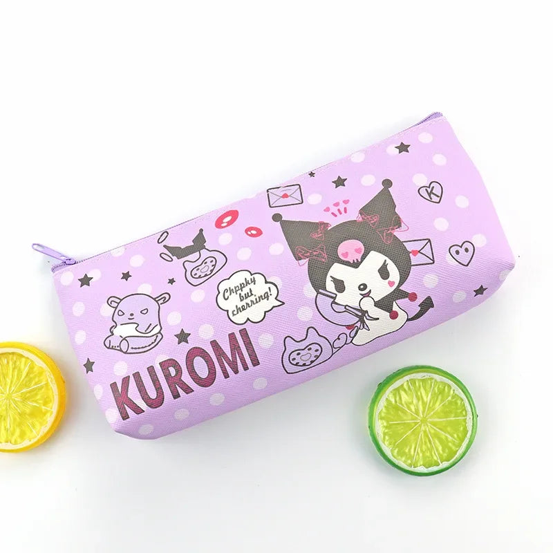 Pencil Case Cinnamoroll Kuromi Melody Stationery Bag PU Waterproof Pencils Bag Student Pencil Stationery