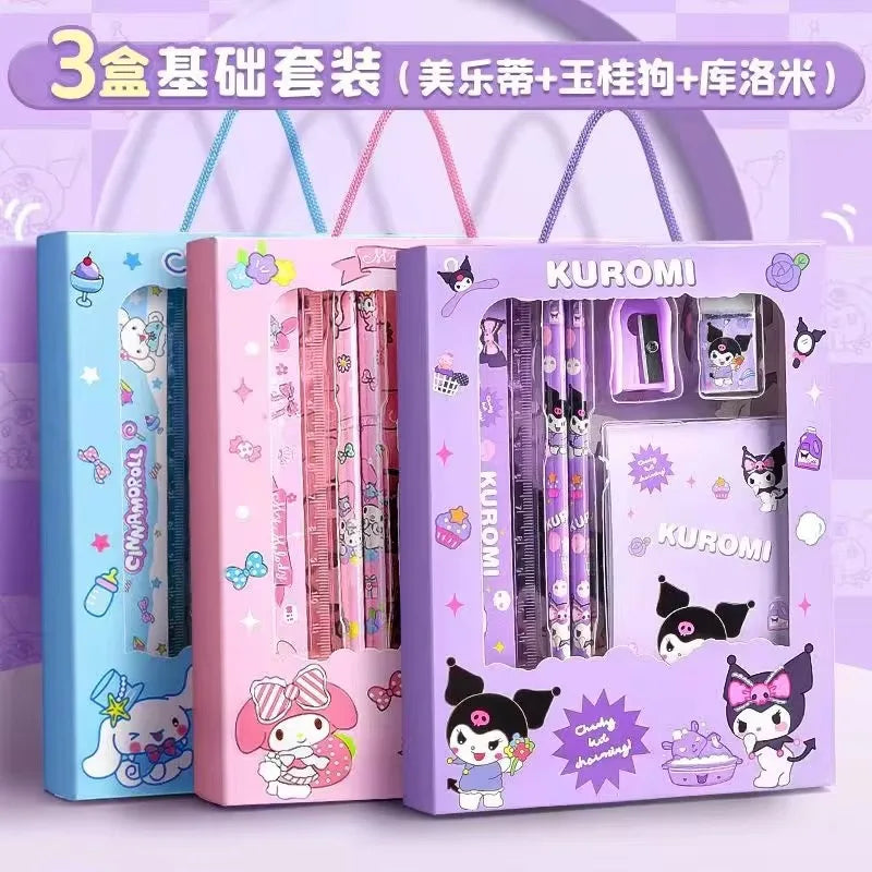 Kuromi Stationery Set Cartoon Gift Box Creative Learning Stationery Pencil Eraser Set Children Term Begins Birthday Toys