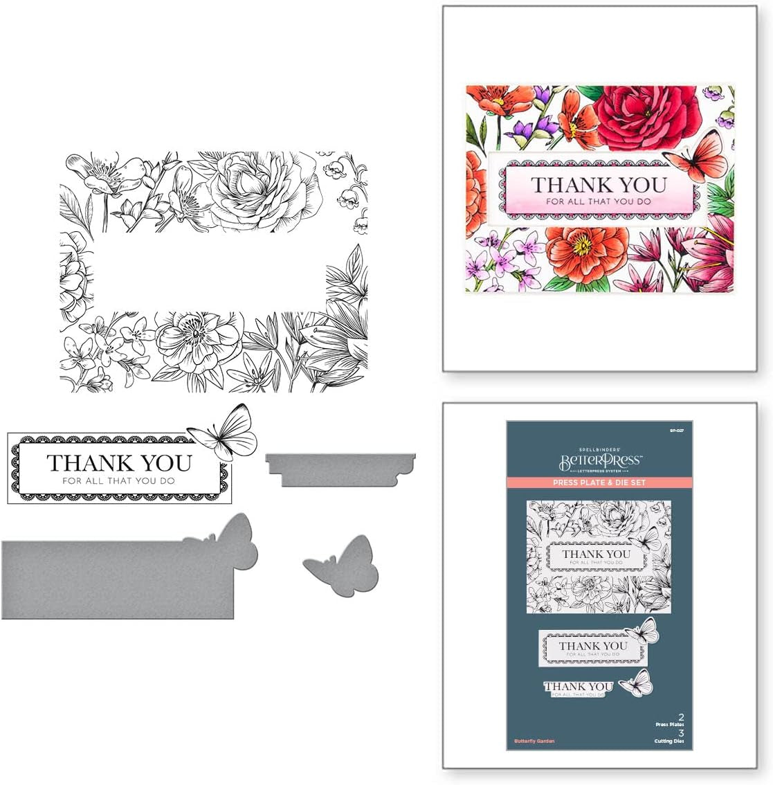 Butterfly Garden Betterpress Letterpress Press Plates, Metal